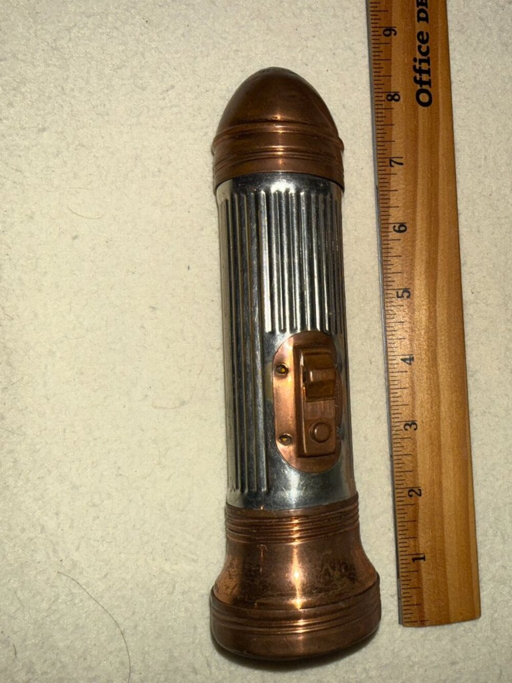 20's USA Torpedo Copper Silver Flashlight Dec 20 1921 Bullet Style Metal WORKS